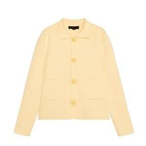 NWT ZARA PLAIN KNIT JACKET WITH BEADED BUTTONS